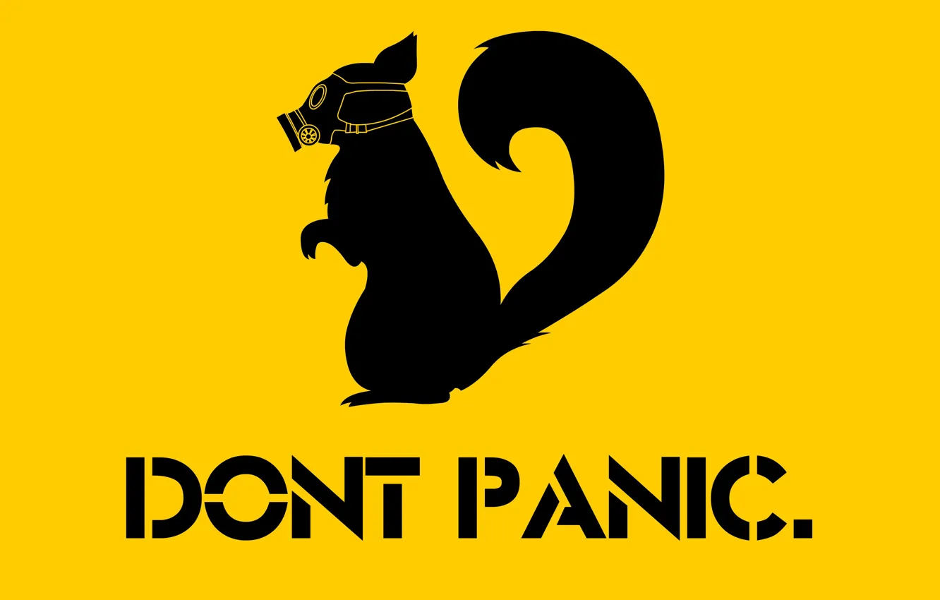 Photo wallpaper gas mask, skunk, Do not panic