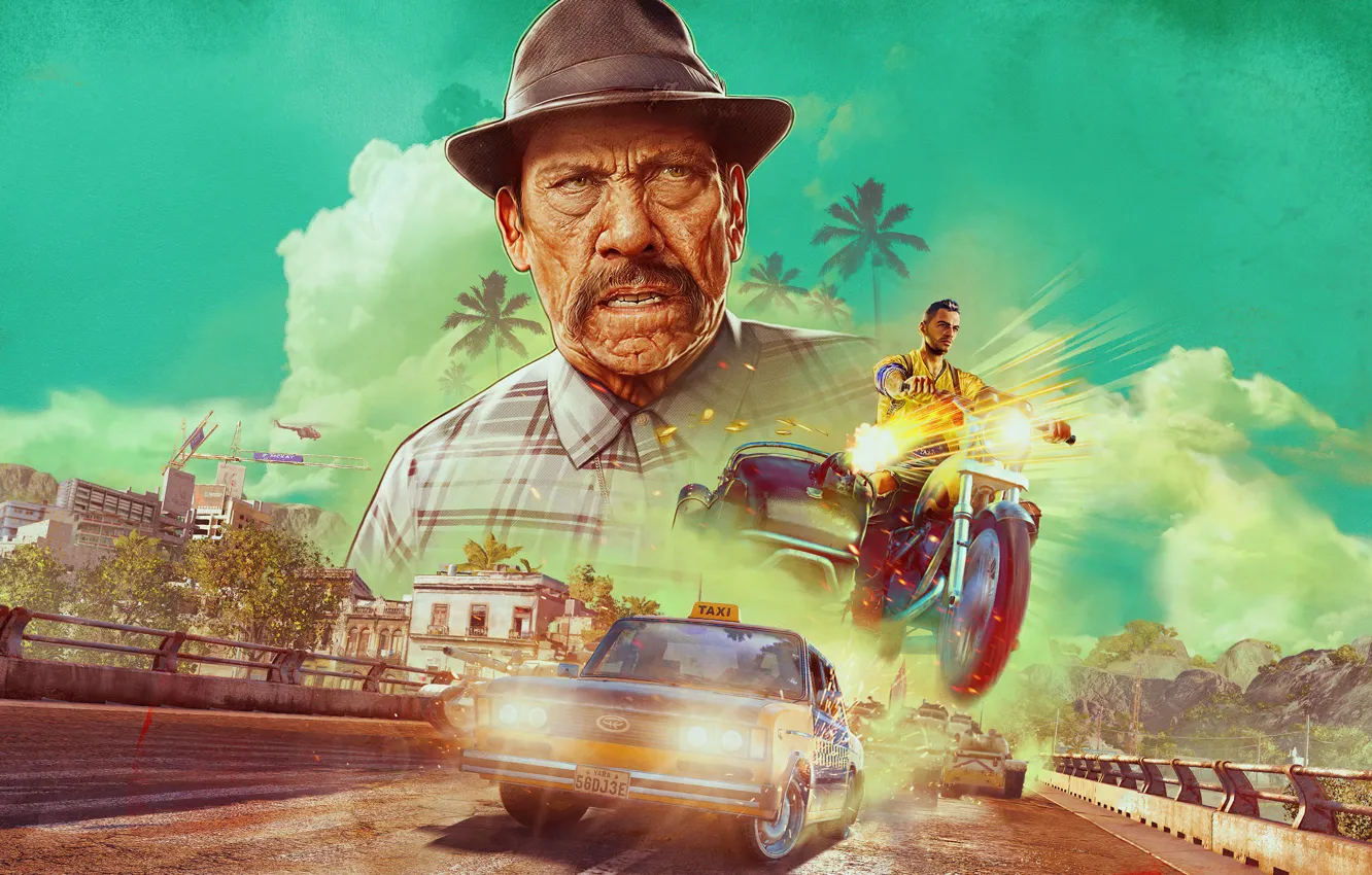 Photo wallpaper transport, the game, Danny Trejo, shooter, Far Cry 6