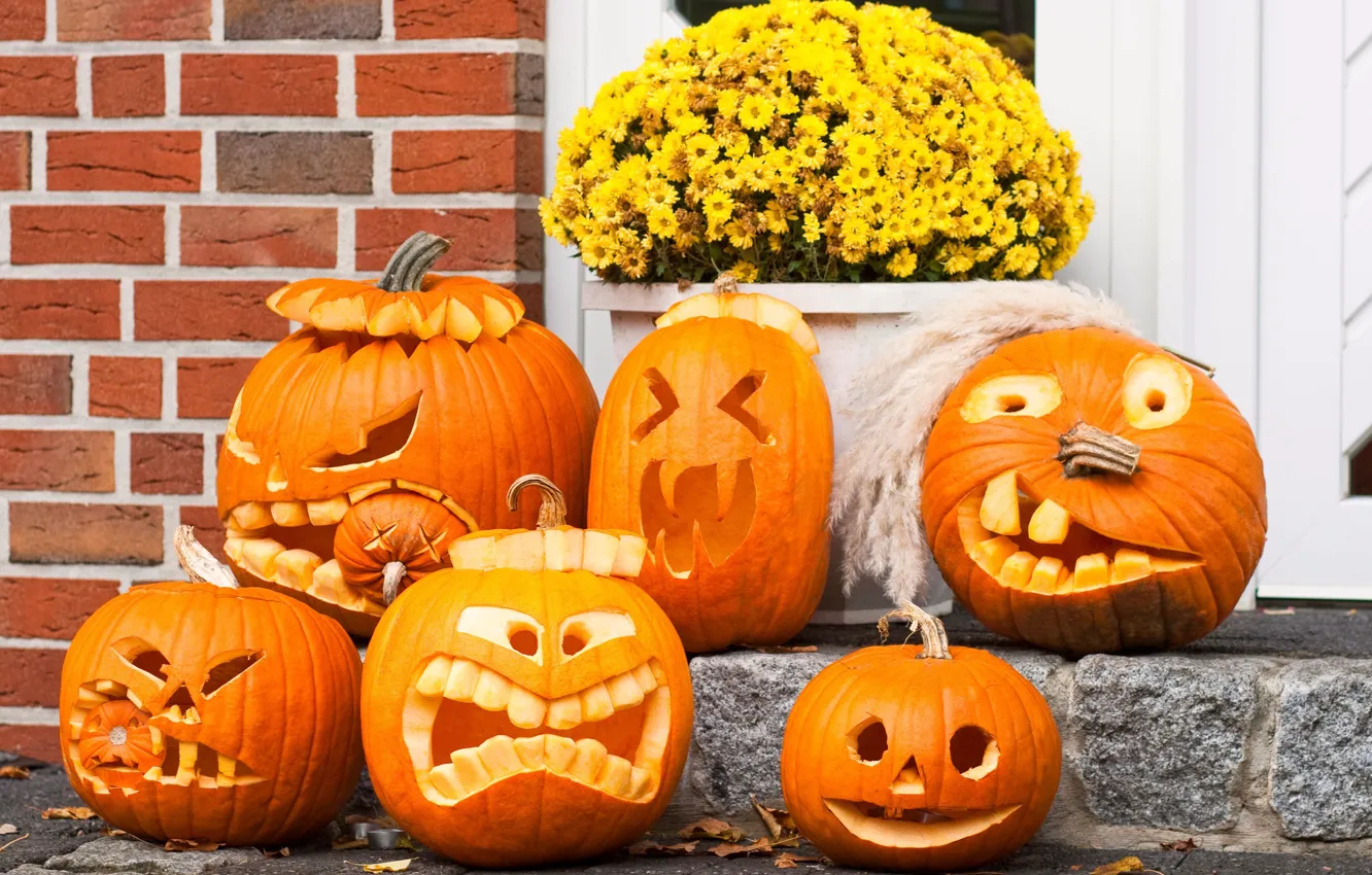 Photo wallpaper holiday, Halloween, pumpkin, gang, Halloween