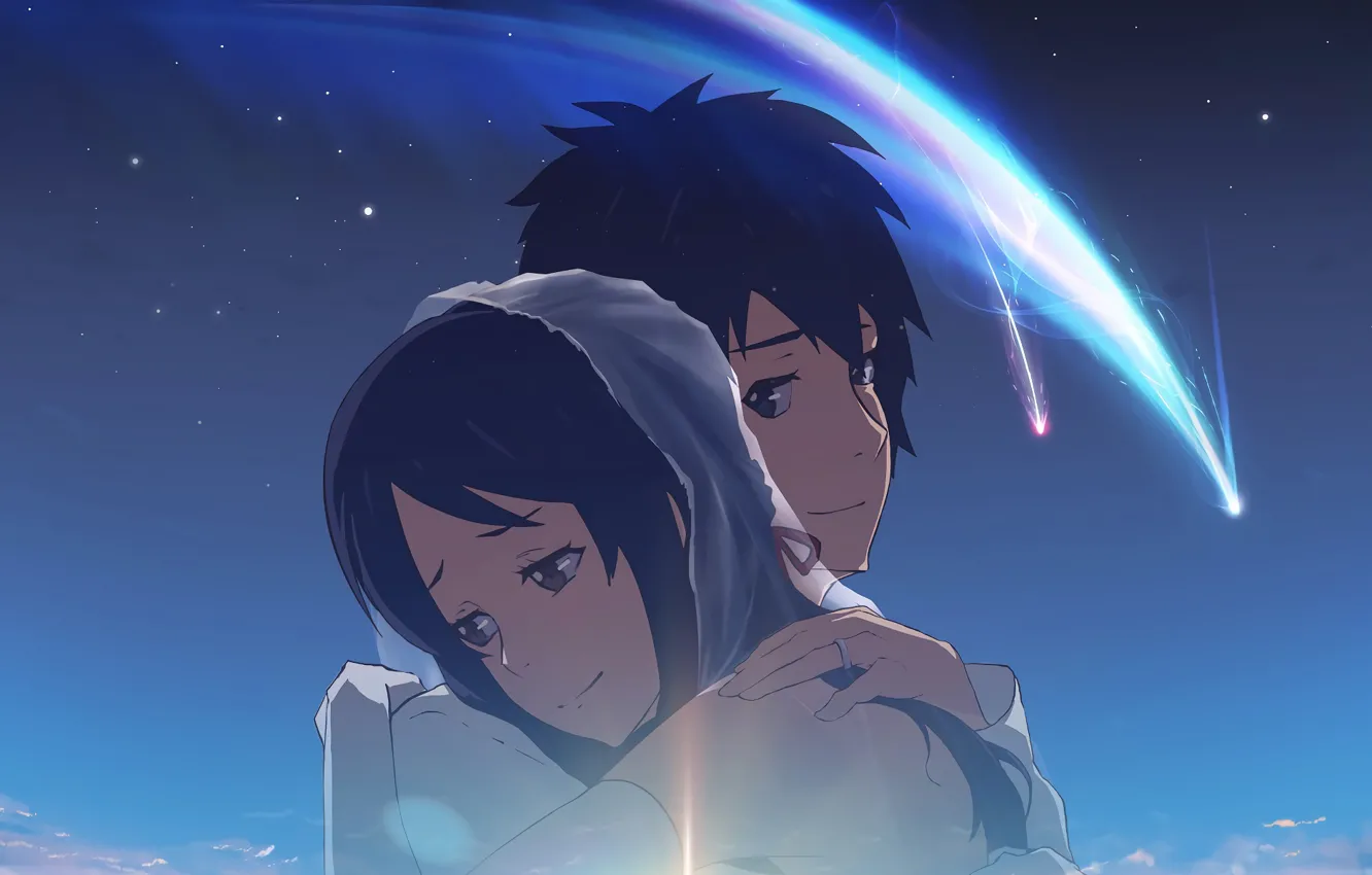 Photo wallpaper girl, anime, art, guy, two, Kimi no VA On, Your name