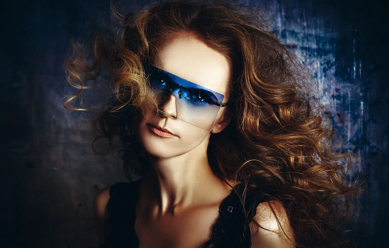 Photo wallpaper look, background, model, portrait, makeup, glasses, hairstyle, brown hair