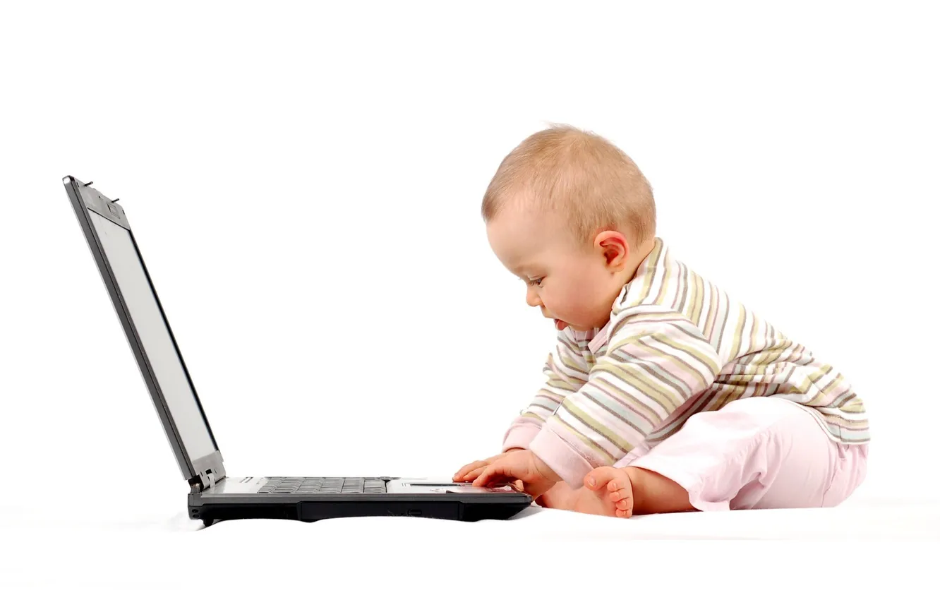 Photo wallpaper computer, children, technology, baby