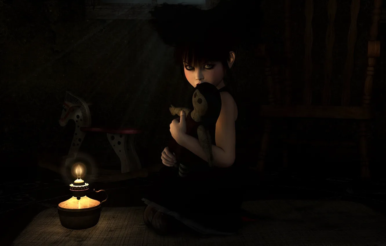 Photo wallpaper darkness, loneliness, candle, angle, baby, the voodoo doll, evil eye