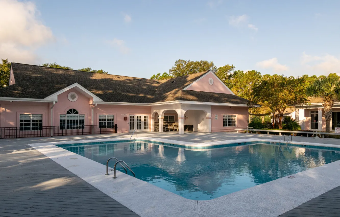 Photo wallpaper architecture, Pink Palace, exterior, terrace, Villa, pool