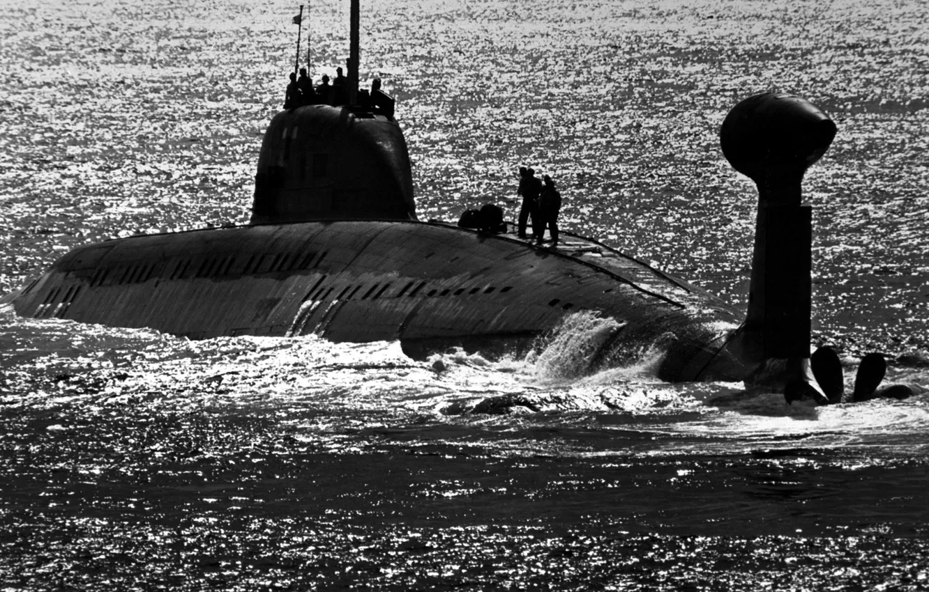 Photo wallpaper sea, people, Submarine