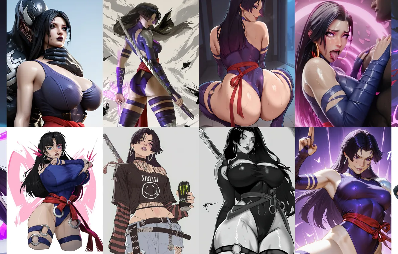 Photo wallpaper X-Men, Marvel, Psylocke, sexy chick, ass hot, Marvel Ero