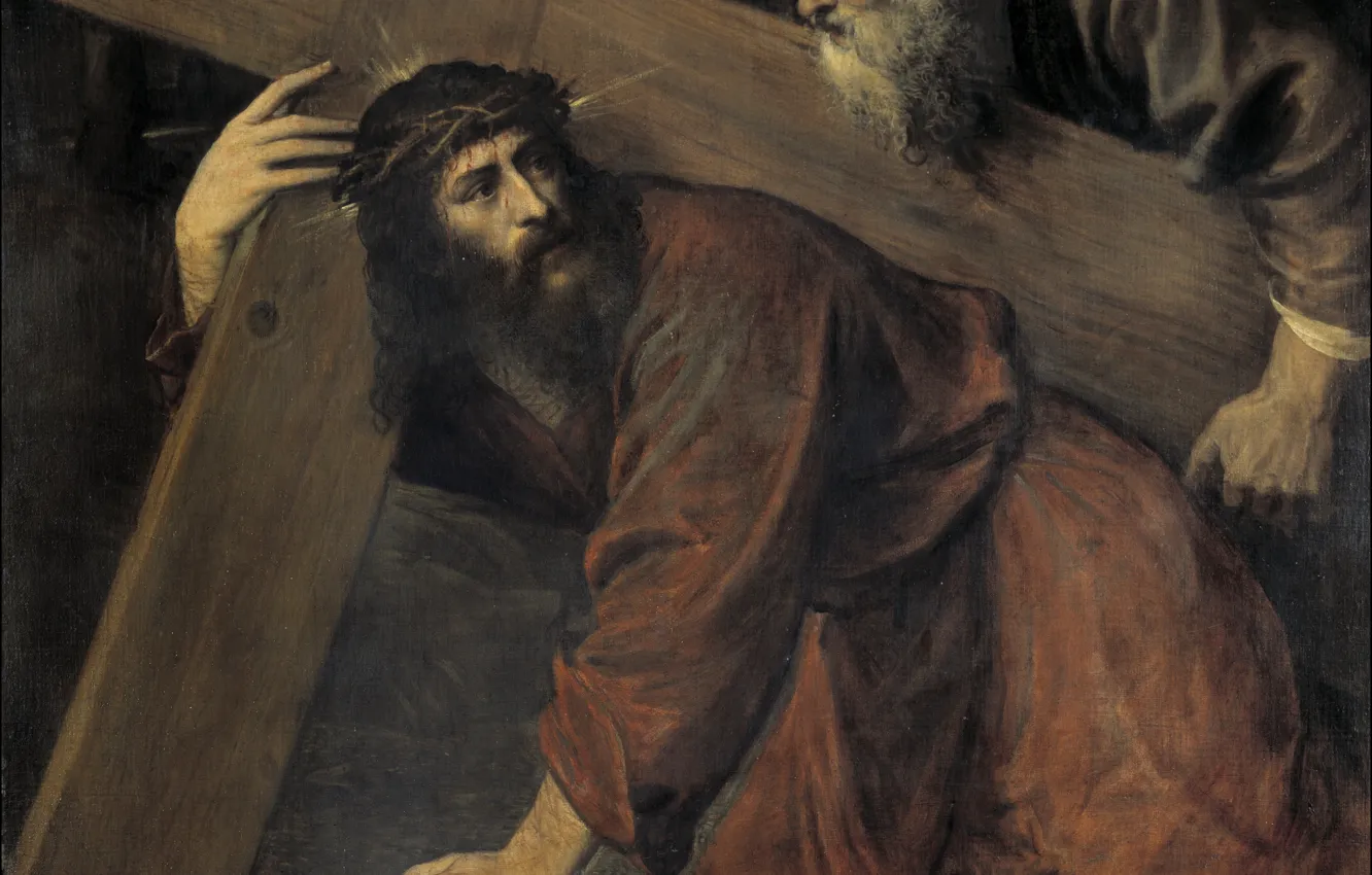 Photo wallpaper Titian Vecellio, Christ and Simon Kininase, 1565