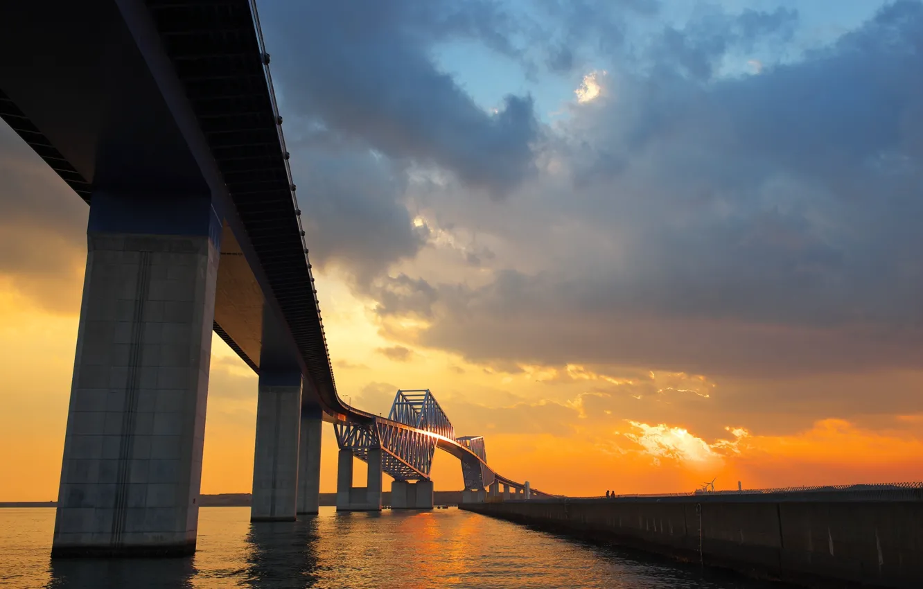 Photo wallpaper bridge, Japan, horizon, Tokyo