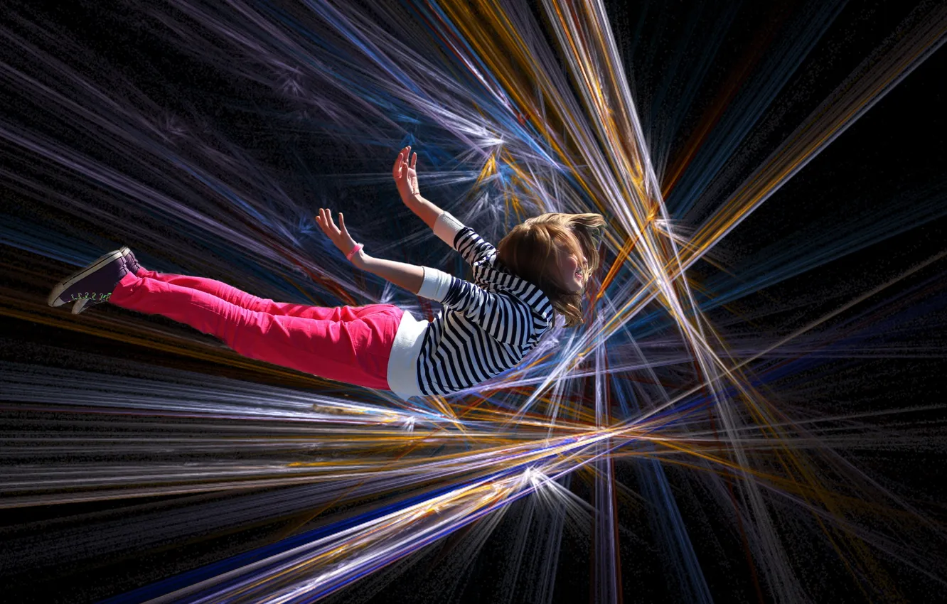 Photo wallpaper flight, background, girl