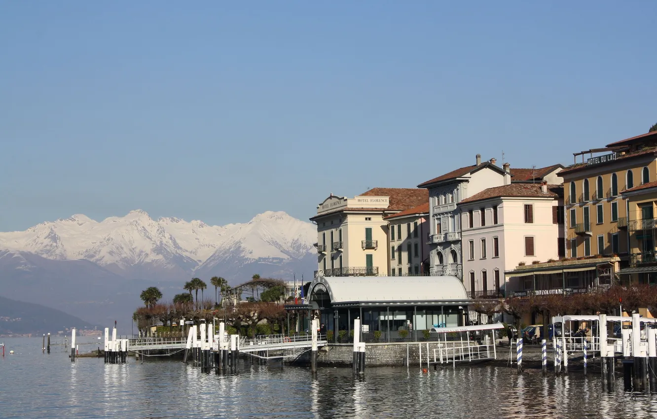 Photo wallpaper the sky, mountains, the city, photo, home, horizon, Italy, Como