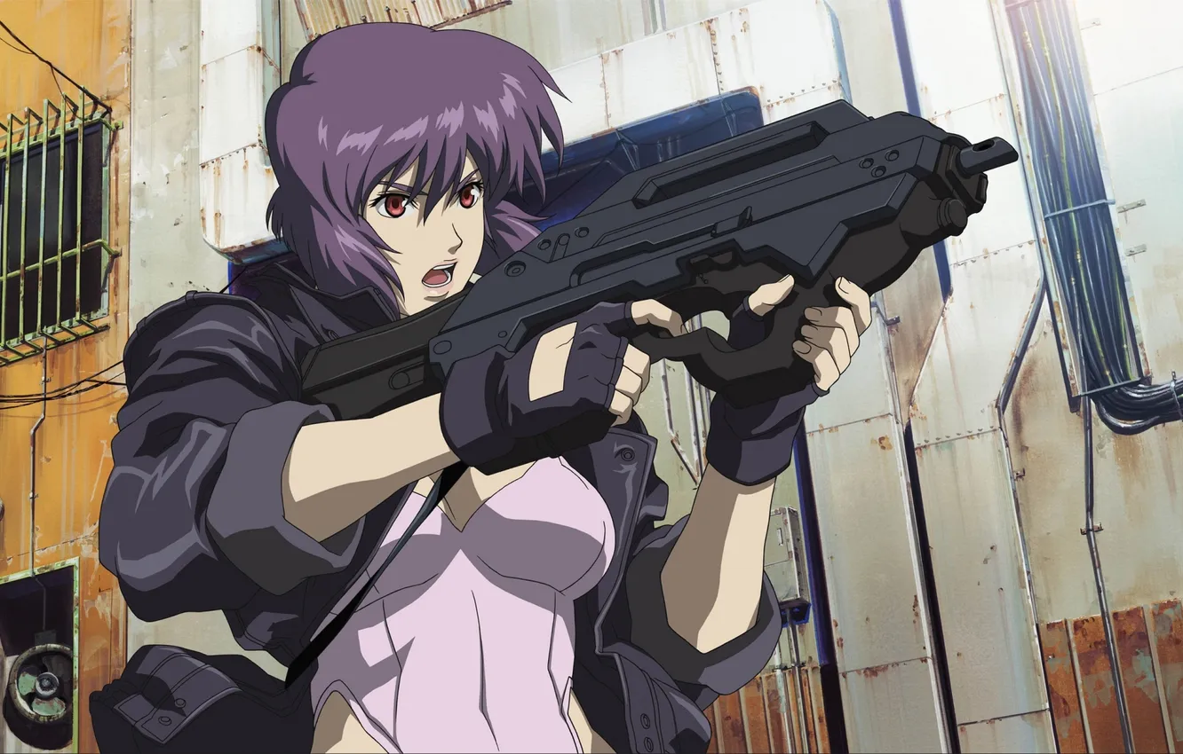 Photo wallpaper woman, automatic riifle, thunder maul ghost in the shell