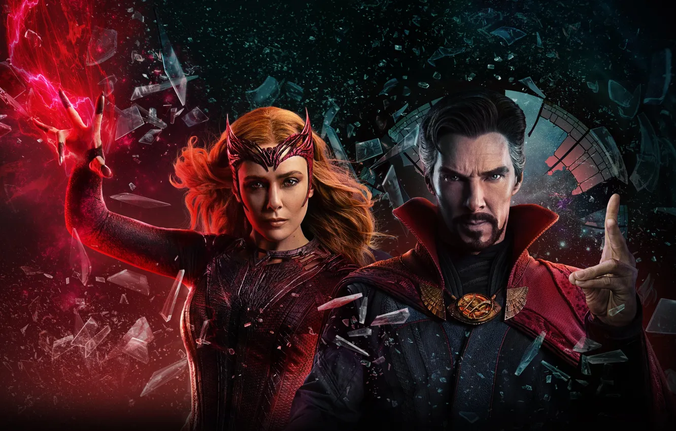Photo wallpaper poster, comic, Benedict Cumberbatch, Benedict Cumberbatch, MARVEL, Scarlet Witch, Elizabeth Olsen, Elizabeth Olsen