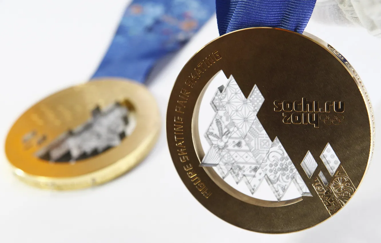 Photo wallpaper macro, gold, medal, gold medal, bronze, Olympic games, Sochi 2014, bronze medal
