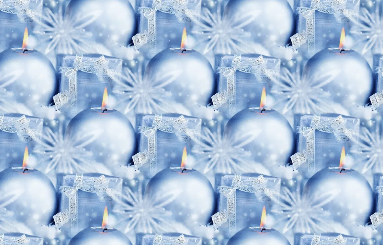 Photo wallpaper background, holiday, gift, new year, texture, candles, tinsel