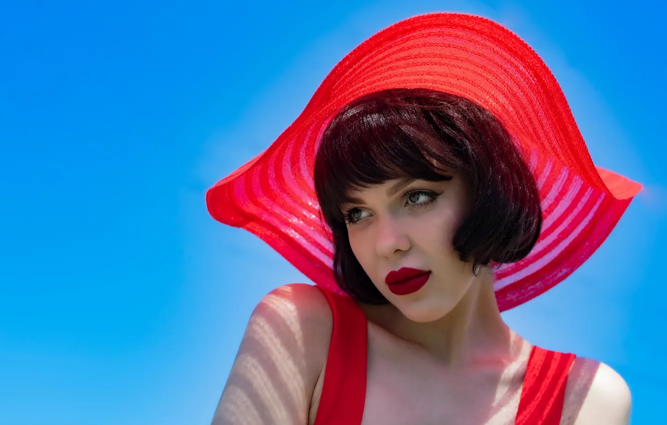 Photo wallpaper look, hat, lipstick, lips