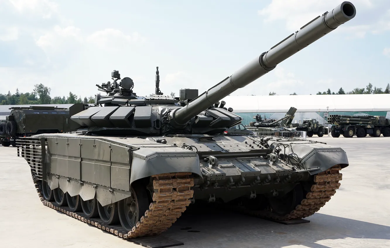 Photo wallpaper Tank, T-72B3, exhibition of military equipment, mainly 2016, T-72B3 mod. 2016