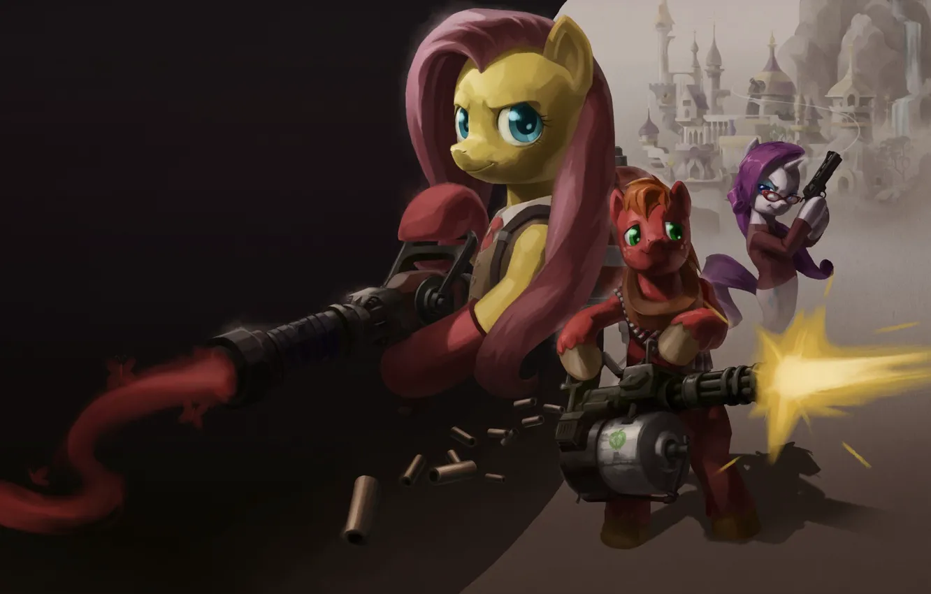 Photo wallpaper Team Fortress, My Little Pony, rarity, Big Macintosh, Fluttershy, mlp