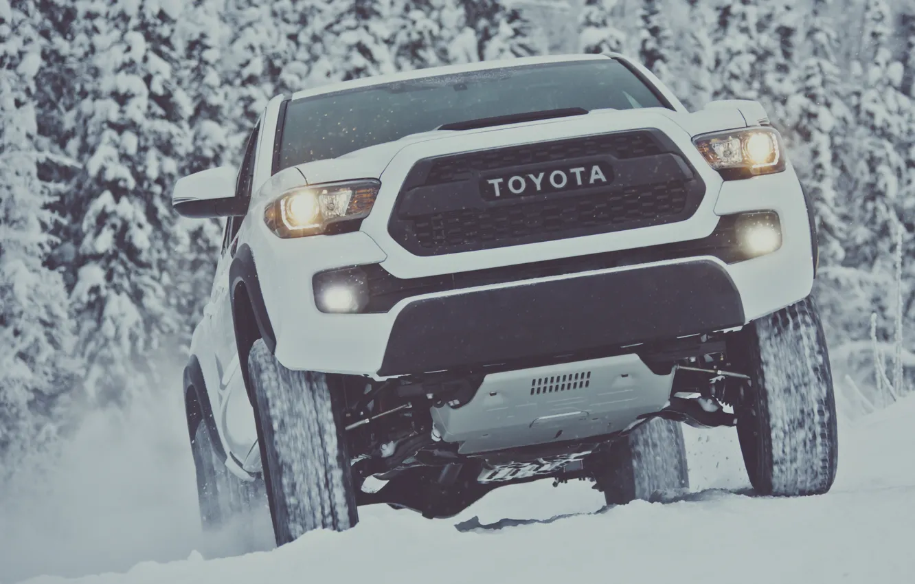 Photo wallpaper winter, snow, white, Toyota, pickup, snow, pickup, TRD