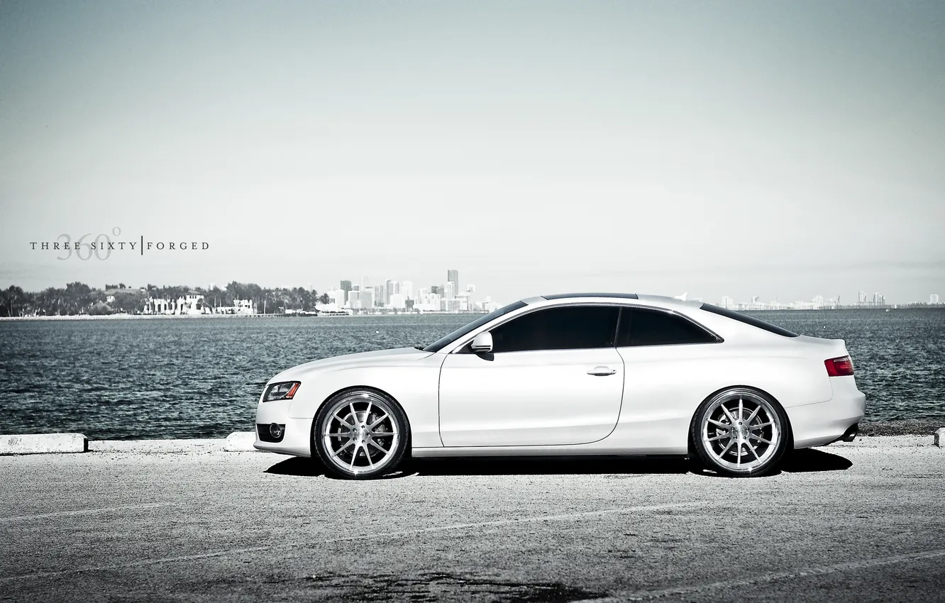 Photo wallpaper white, Audi, Audi, white, Coupe, 360 three sixty forged, US-spec, 3.2