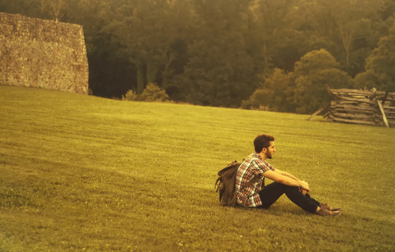 Photo wallpaper field, mood, the evening, guy