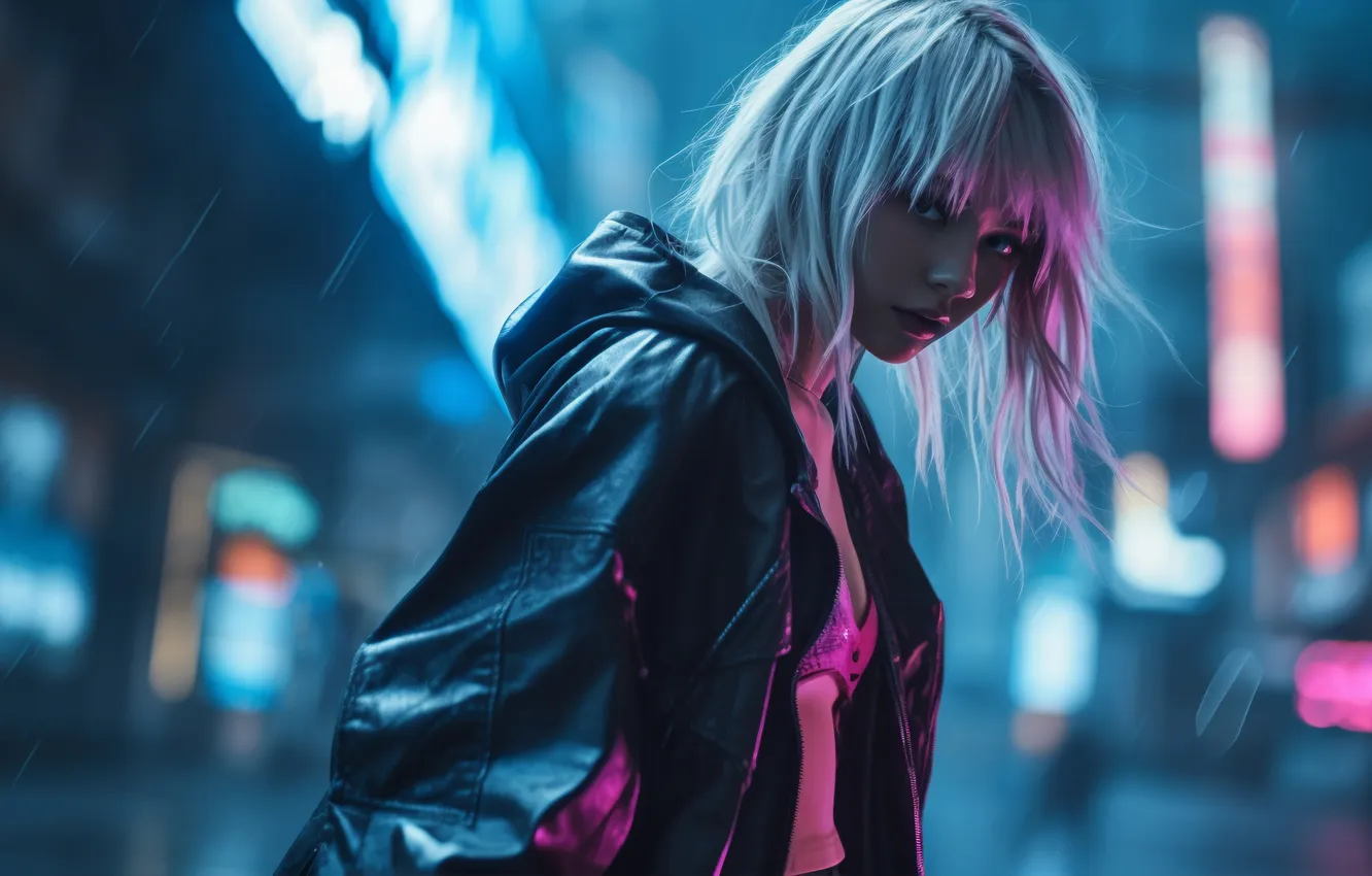 Photo wallpaper woman, warrior, portrait, Cyberpunk