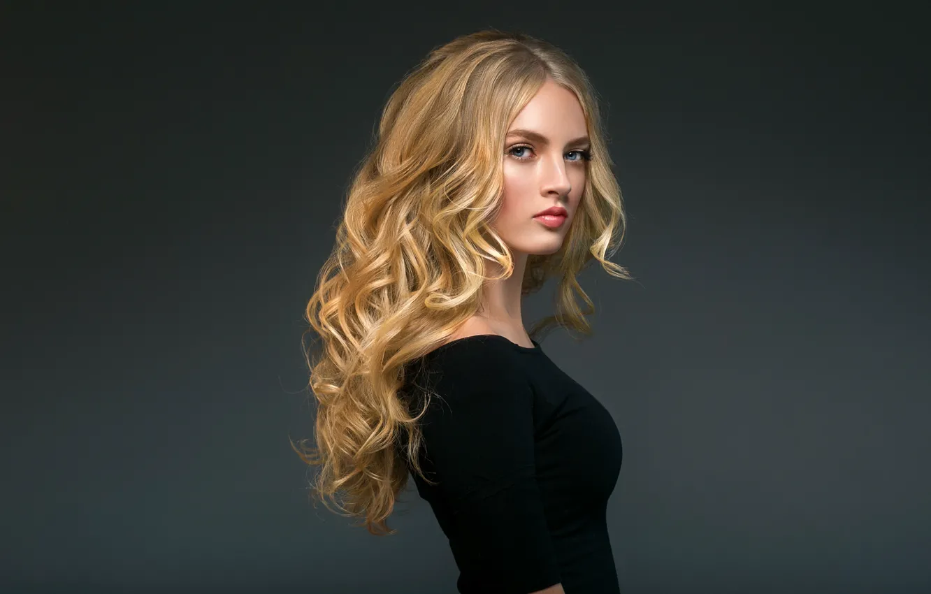 Photo wallpaper look, face, black, model, hair, portrait, makeup, dress