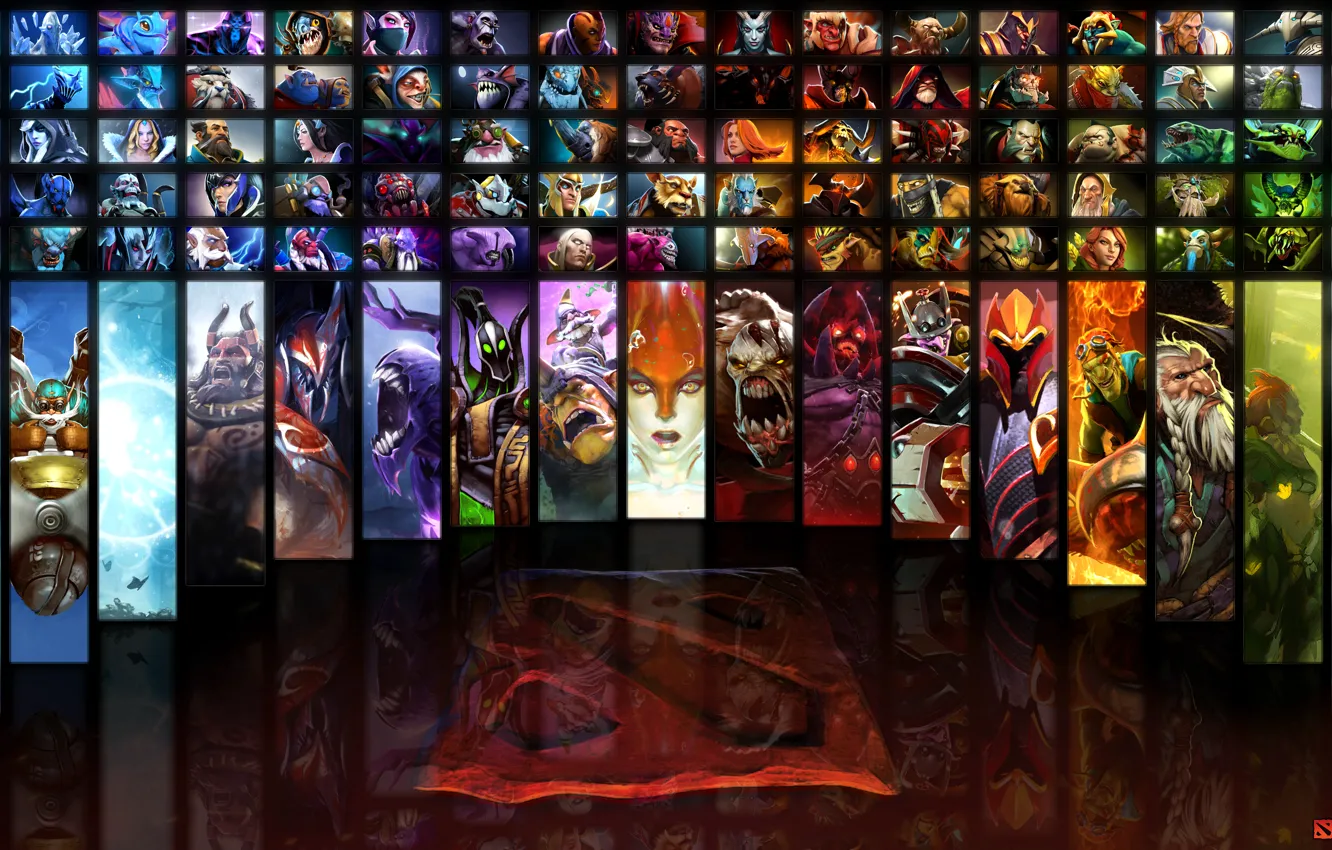 Photo wallpaper sign, logo, hero, dota, table, list, all the characters, dota2