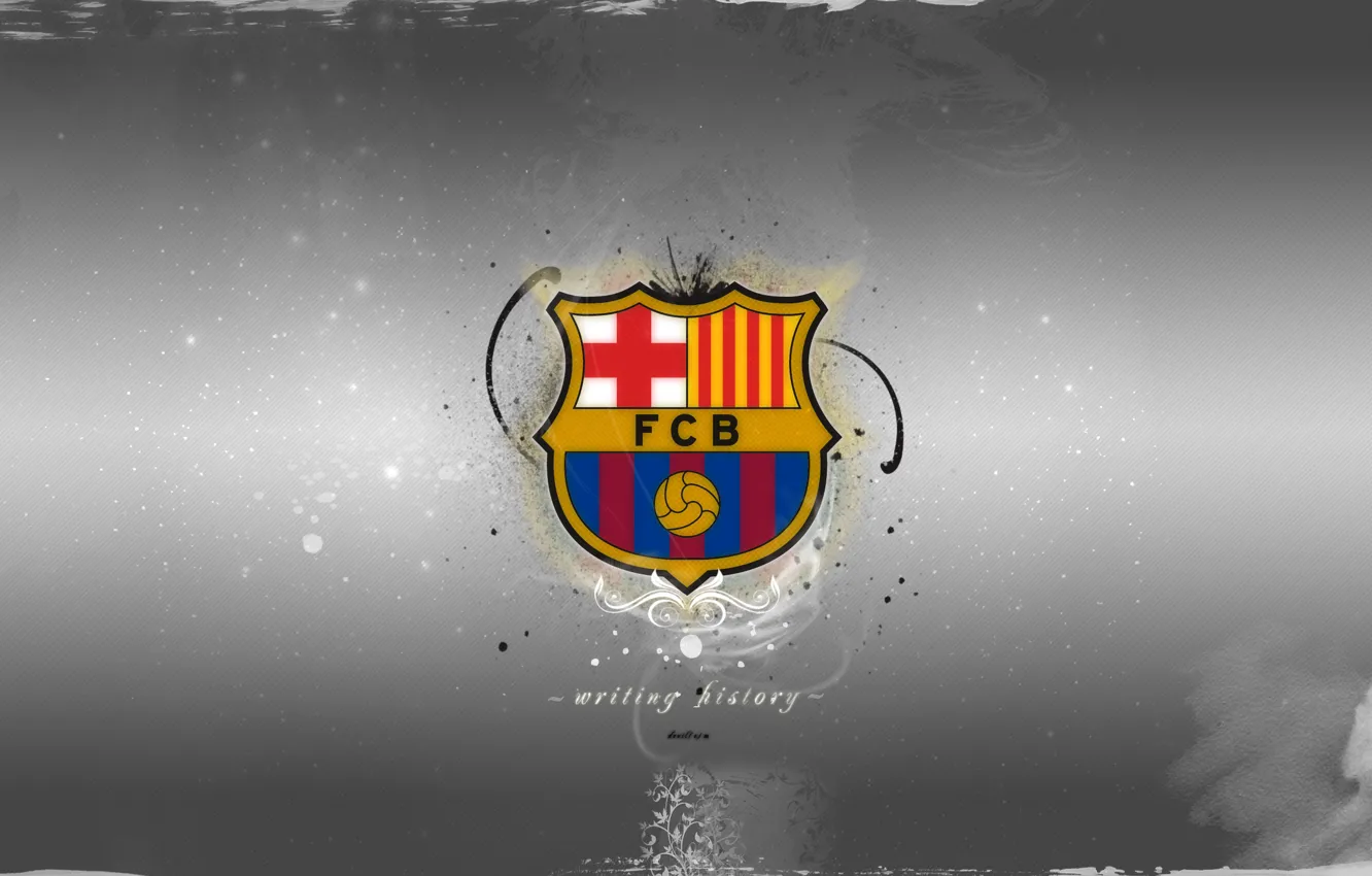 Photo wallpaper widescreen, football, club, emblem, Spain, club, symbols, Barcelona