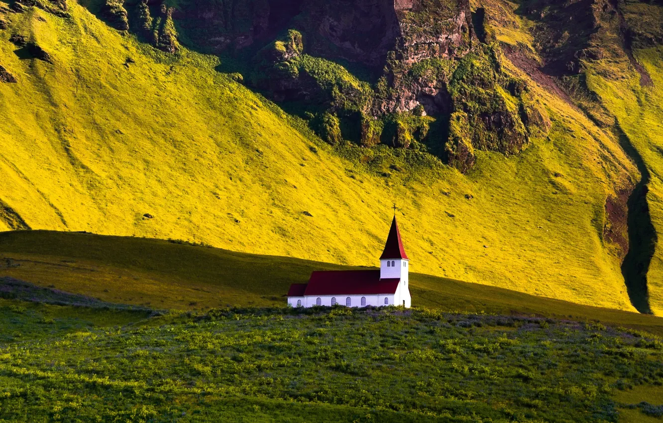Photo wallpaper mountains, Alps, Church