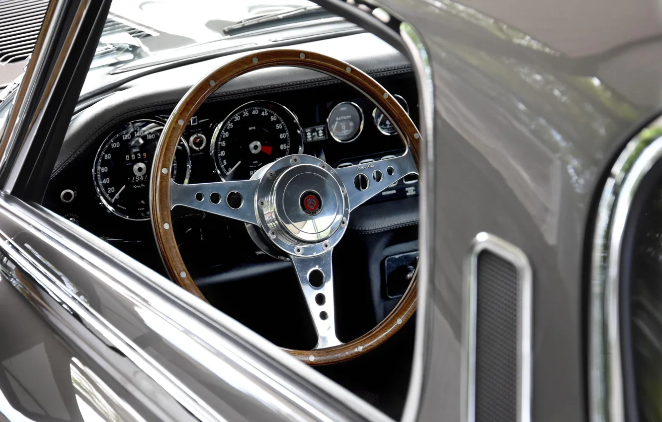 Photo wallpaper The wheel, Dashboard, Jaguar E-Type