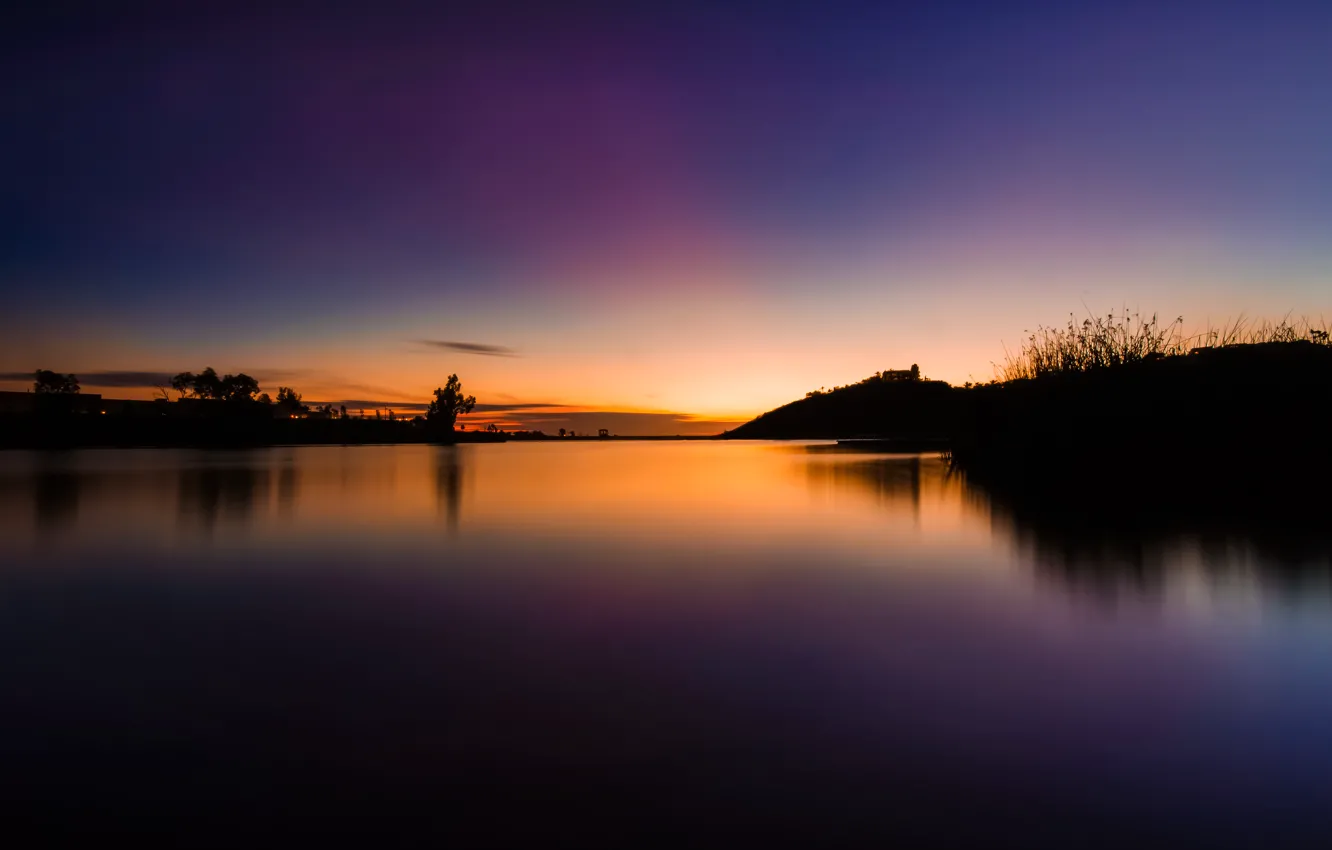 Photo wallpaper the sky, trees, landscape, sunset, nature, beauty, silhouette