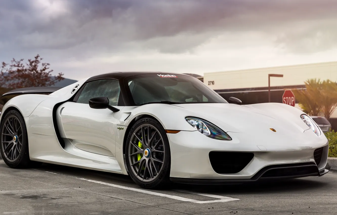 Photo wallpaper Porsche, white, Spyder, 918