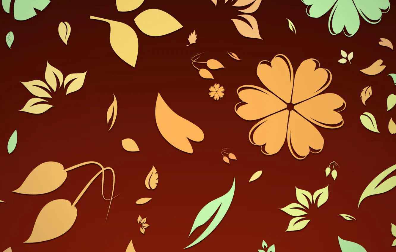 Photo wallpaper leaves, flowers, background, pattern, texture