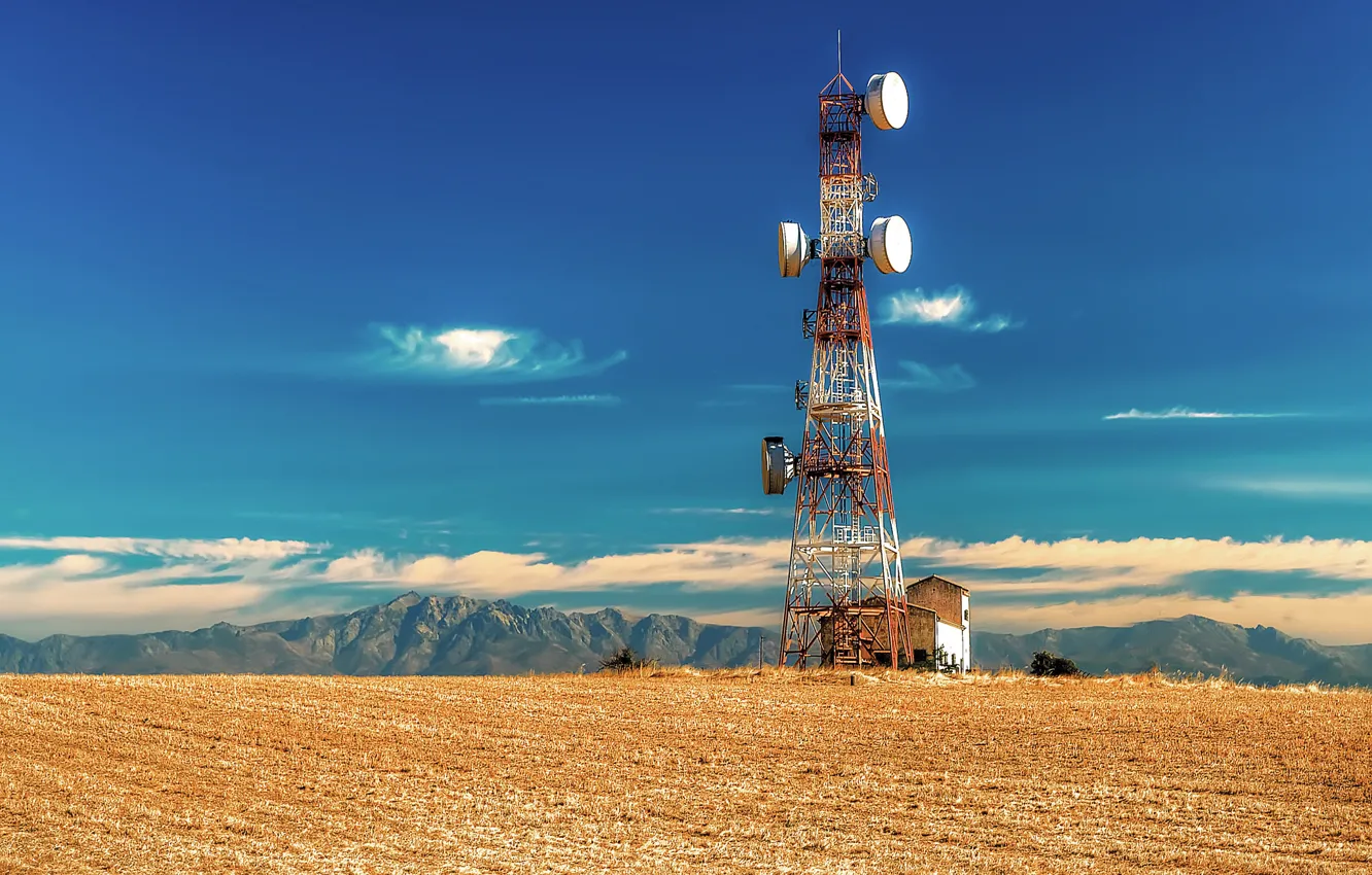 Photo wallpaper field, the sky, landscape, antenna