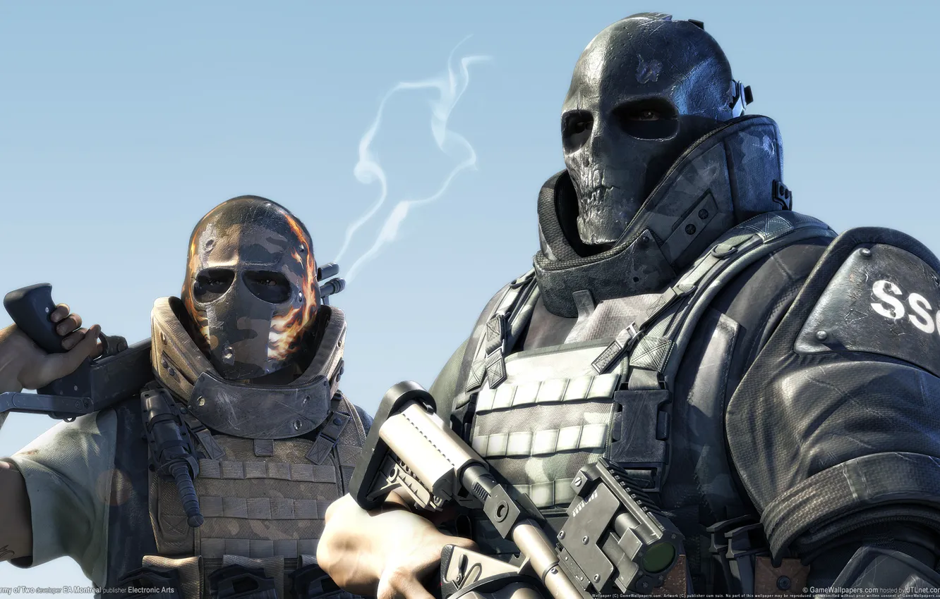 Photo wallpaper soldiers, mask, army of two