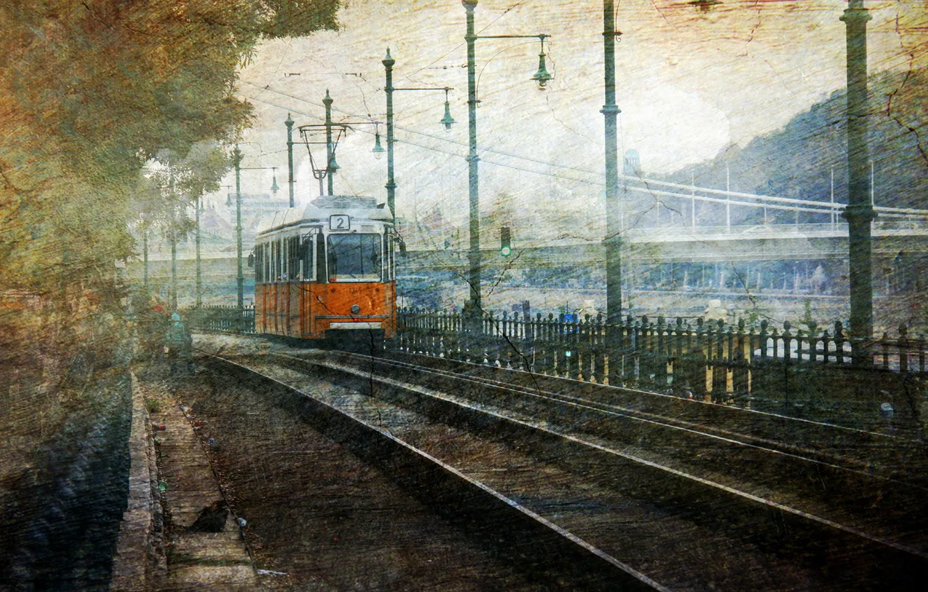 Photo wallpaper the city, tram, Budapest