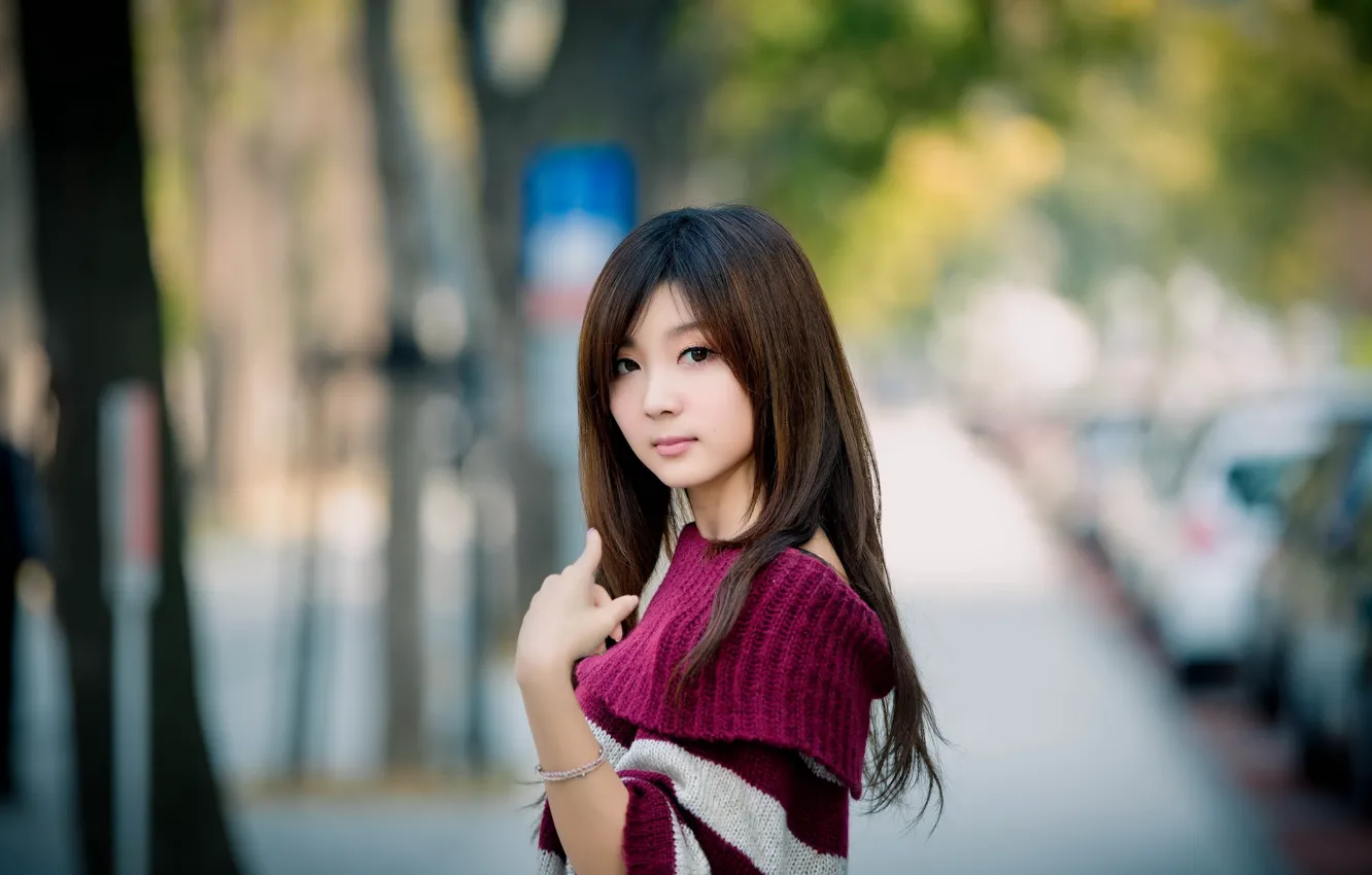 Photo wallpaper look, girl, Asian