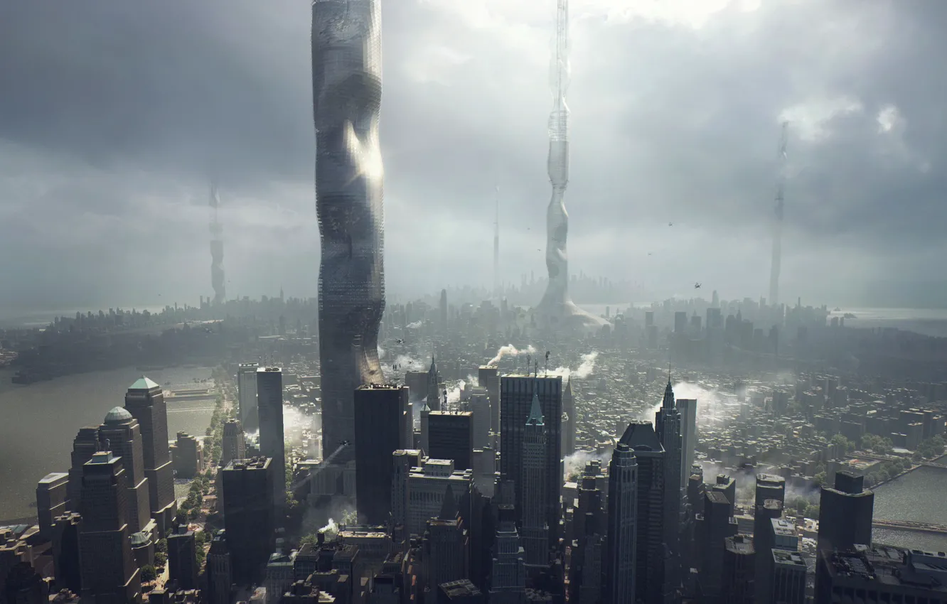 Photo wallpaper the city, building, tower, home, skyscrapers, Final, infestant