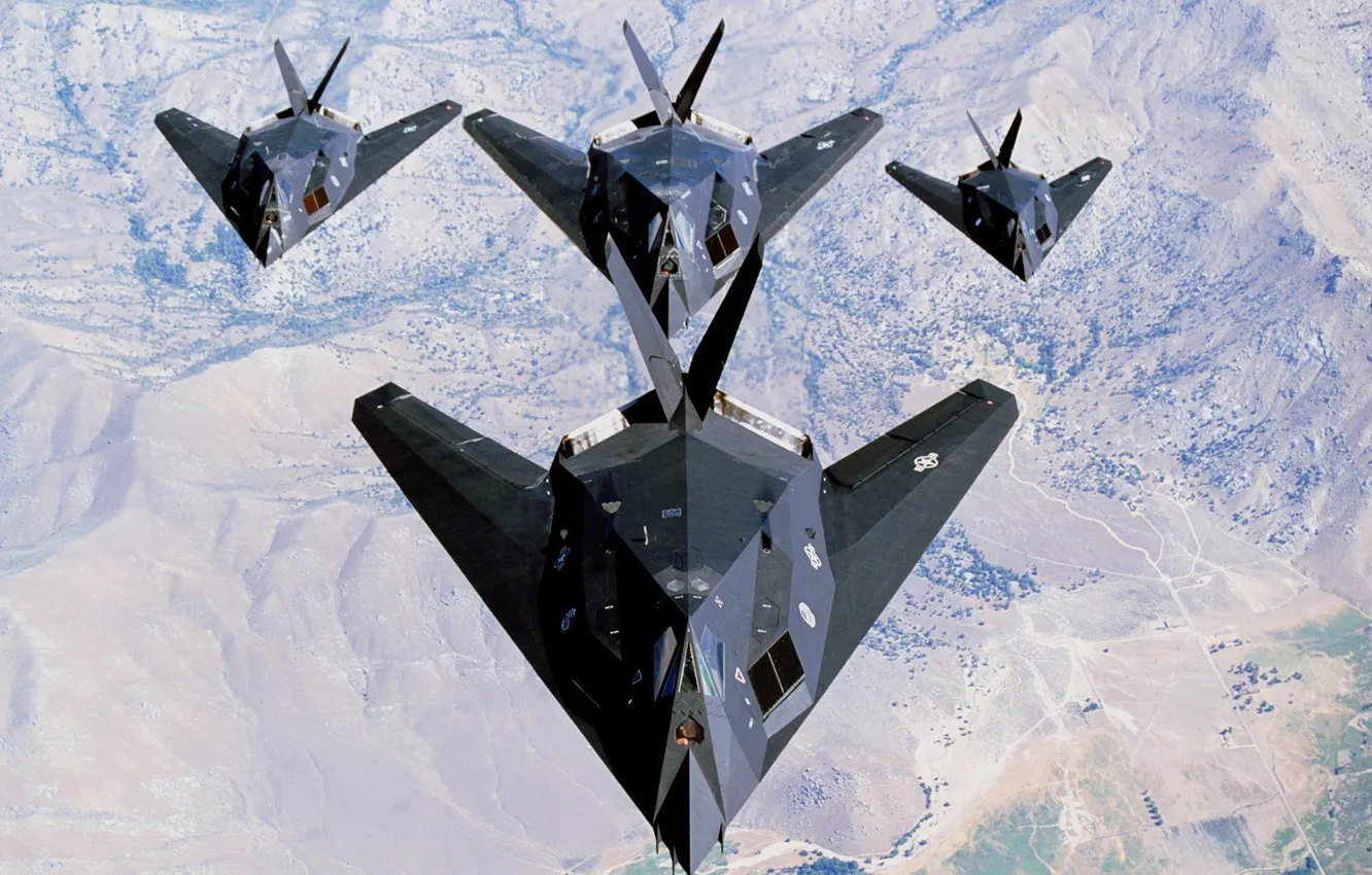 Photo wallpaper Fighter, Lockheed, UNITED STATES AIR FORCE, F-117, Shock, Subsonic, Single, Nighthawk