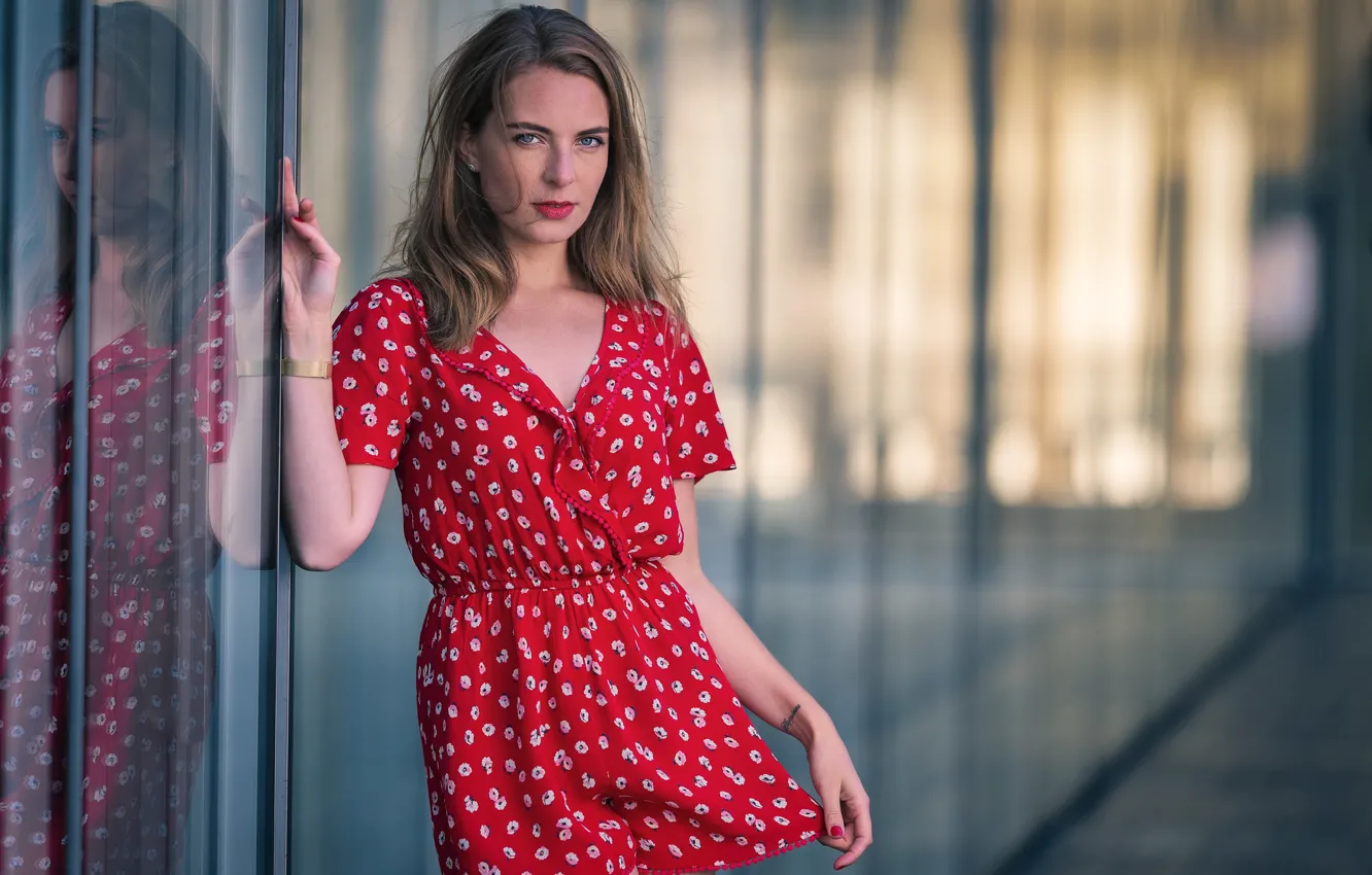 Photo wallpaper look, girl, hair, bokeh, Ludivine