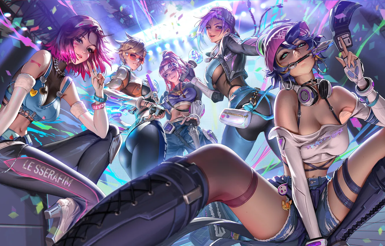 Photo wallpaper Blizzard, Liang xing, Overwatch, Tracer, Brigitte, D.Va, Sombra, Kiriko