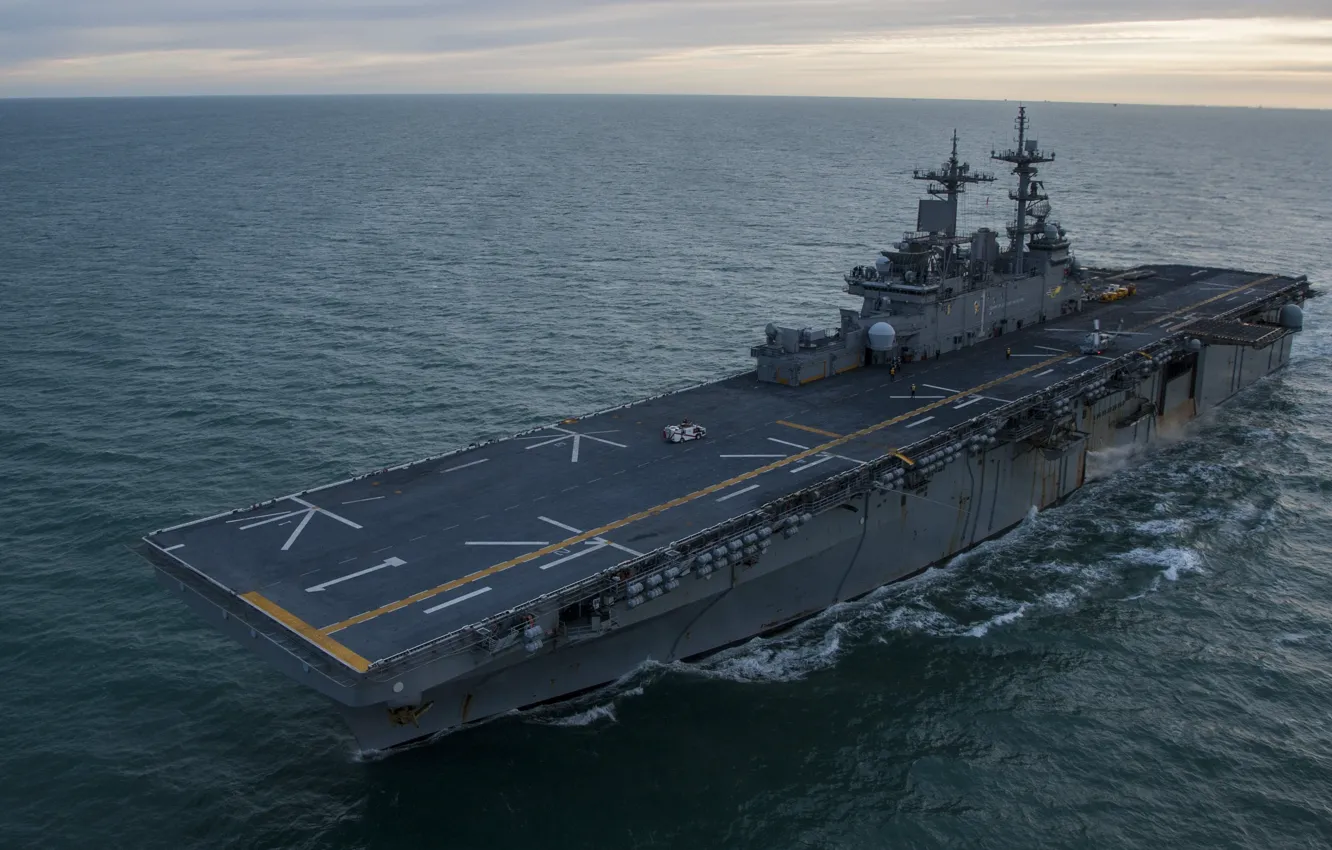 Photo wallpaper sea, navy, landing ship, USS Wasp, (LHD 1)