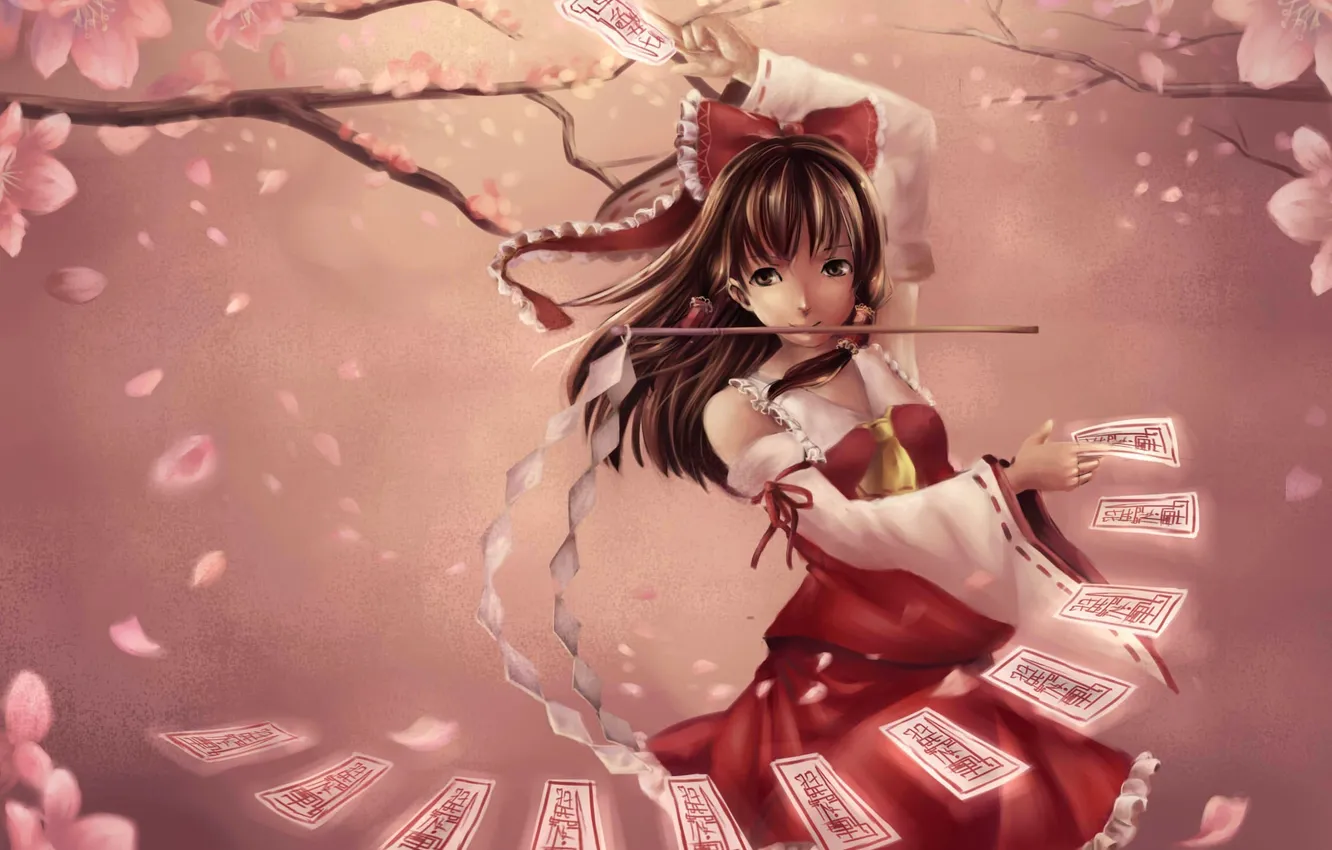 Photo wallpaper girl, Sakura, characters, art, pink, spell, wand, sheets