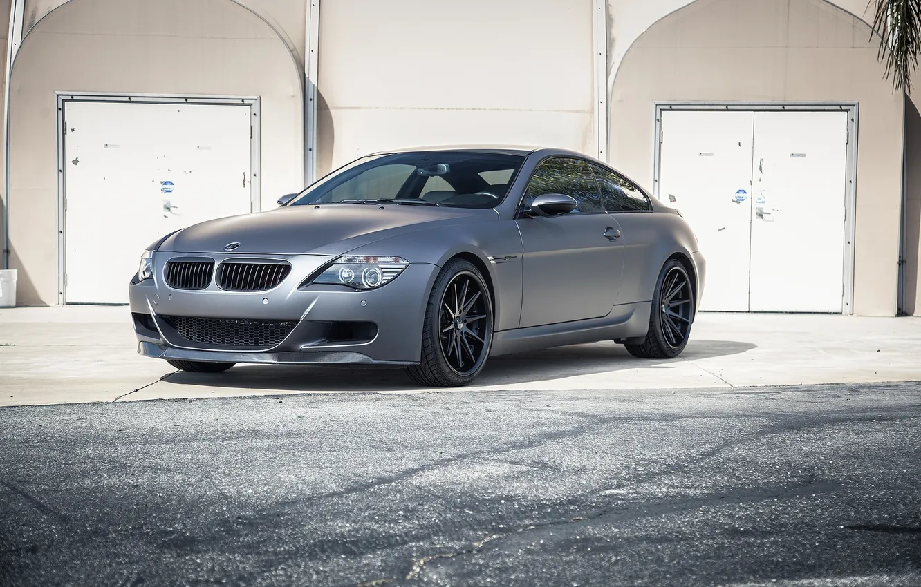 Photo wallpaper glass, reflection, BMW, BMW, front view, E63, matte grey, series