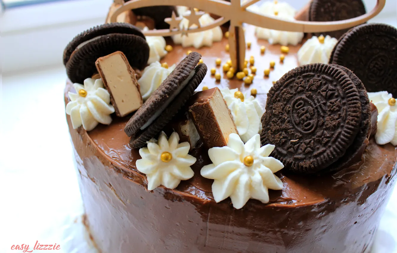 Photo wallpaper birthday, cake, cake, Happy Birthday, delicious, chocolate, cream, oreo