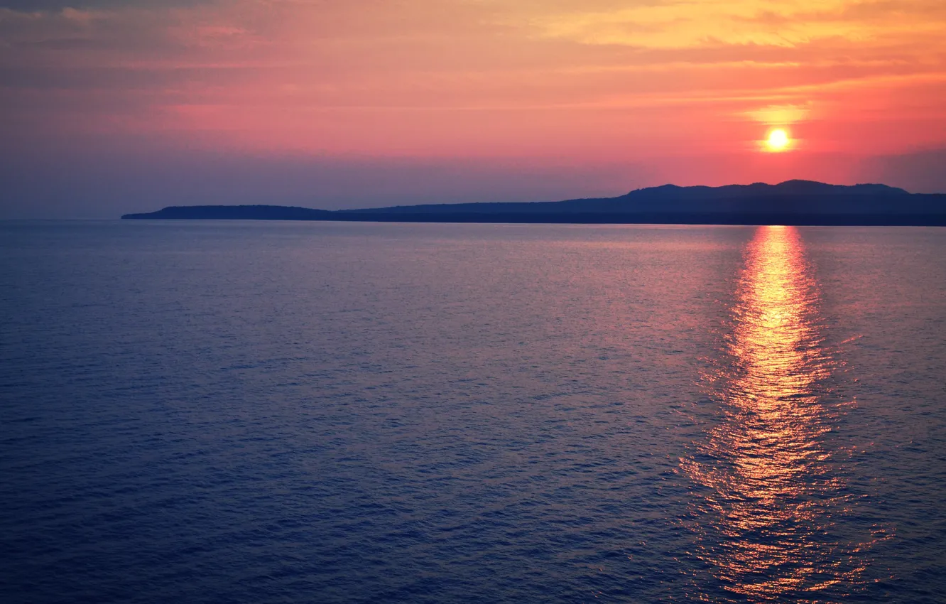 Photo wallpaper sea, sunset, nature, the evening