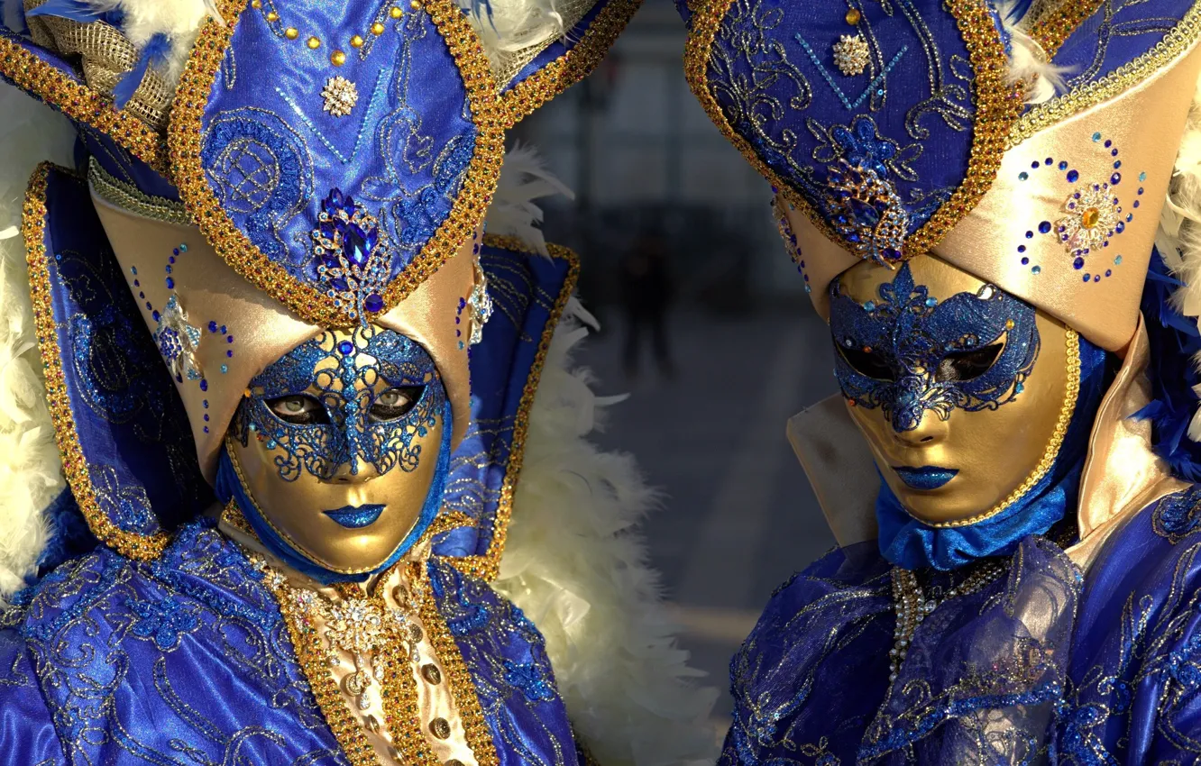 Photo wallpaper Venice, carnival, mask, costumes