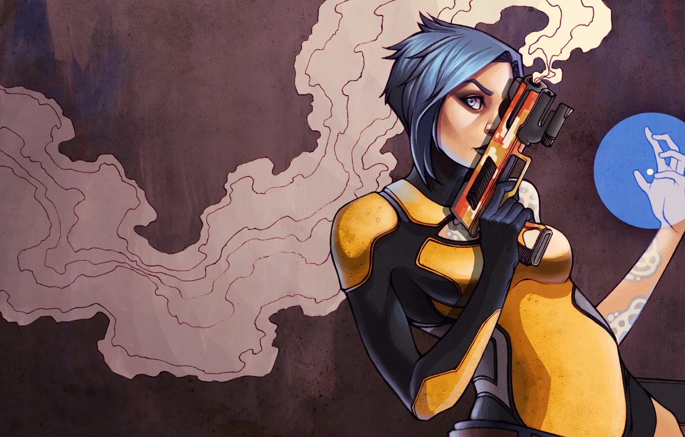 Photo wallpaper girl, gun, weapons, smoke, art, Maya, Borderlands 2