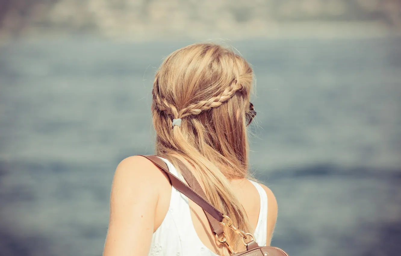 Photo wallpaper girl, hair, glasses, Blondinka