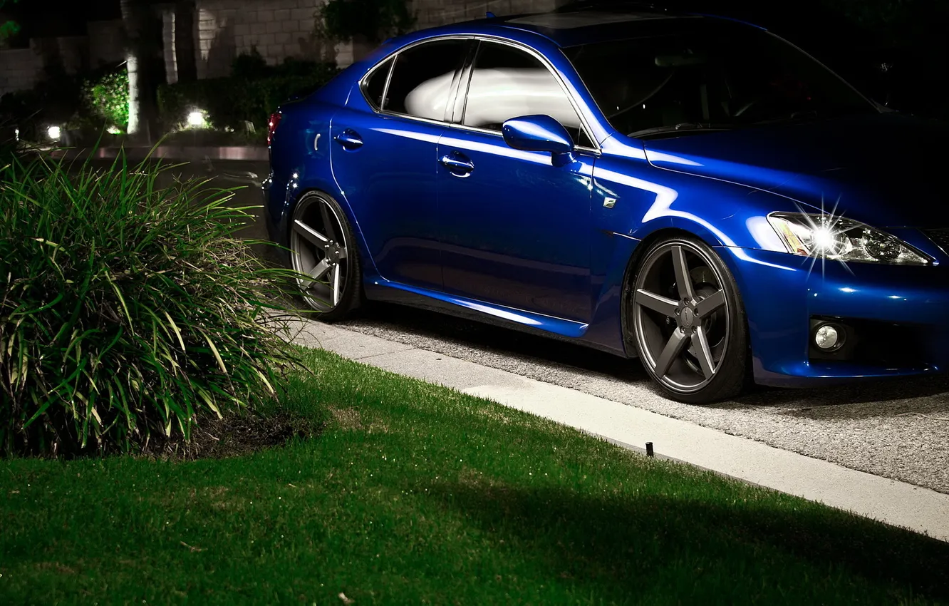 Photo wallpaper machine, grass, night, Lexus, the bushes, Lexus
